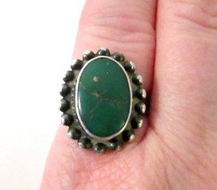 Vintage Sterling Silver &amp; Turquoise Ring Size Approx 7 Marked STERLING - £53.48 GBP