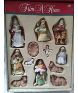 Vintage Kmart Christmas Trim A Home 12 Porcelain Nativity Figurines Hand... - £40.35 GBP
