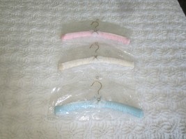 3 Nip Pink, Aqua &amp; White Satin &amp; Lace Pastel Padded 15&quot; Long Clothing Hangers - £10.35 GBP