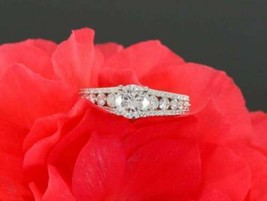 2.40Ct Round Cut White Moissanite Engagement Ring Solid 14k white Gold Size 5.5 - £202.04 GBP