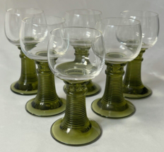 Vintage German Roemer Green Beehive Stem Wine Goblets MCM - Set of 6 - £26.09 GBP