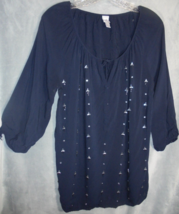 jcp Womens size Large 3/4 Sleeves Blouse Top Navy Blue Bling Rayon Flowy - $7.87 jcp Womens size Large 3/4 Sleeves Blouse Top Navy Blue Bling Rayon Flowy - $7.87