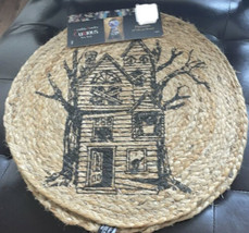 Cynthia Rowley Curious Halloween Placemats Haunted House Jute Farmhouse - £23.53 GBP