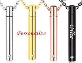 Slim Cylinder URN Cremation Jewelry Keepsake Memorial Urn Necklace Pet Loss Huma - £23.73 GBP