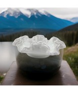 Vintage MCM Fenton Silver Crest Milk Glass 6&quot; Clear Ruffled Edge Bowl - $278.37 MXN