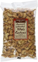 2 PACK TRADER JOE&#39;S ROASTED &amp; UNSALTED WHOLE CASHEWS 16 OZ EACH - £31.35 GBP