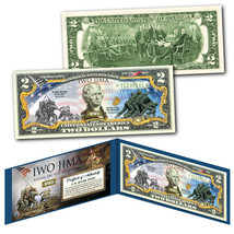 Iwo Jima Raising The Flag Wwii Official Legal Tender $2 U.S. Bill - Then &amp; Now - £10.98 GBP