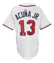 Ronald Acuna Jr Signed Custom White Pro-Style Baseball Jersey BAS ITP - £114.48 GBP
