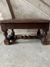 Antique French Carved Oak Footrest, Louis XIV style- vintage stool, soli... - $215.60