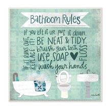 Stupell Industries Aqua Blue Bathroom Rules Collage Look Typography Wall Plaque, - £36.62 GBP