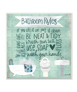Stupell Industries Aqua Blue Bathroom Rules Collage Look Typography Wall... - £36.62 GBP