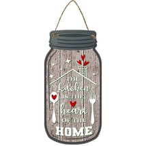 Kitchen Heart Of Home Novelty Metal Mason Jar Sign - £14.34 GBP