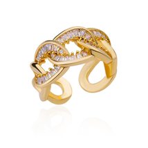 Stainless Steel Chain Rings For Women Gold Plated Zircon Adjustable Finger Ring  - £22.01 GBP