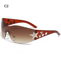 Rimless Y2K gles for Women Men  Wrap Around  Gles Shades for Beach Outdoor Cycli - £82.43 GBP