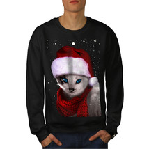 Wellcoda Christmas Cat Mens Sweatshirt, Hat Casual Pullover Jumper - £23.94 GBP+