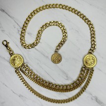 Vintage Draped Medallion Gold Tone Metal Chain Link Belt Size Small S Me... - $49.49