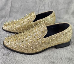 Alberto Fellini Shoes Mens Size 8.5 Gold Sparko Fashion Spiked Dressy Loafers - £57.87 GBP