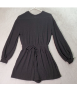 HYFVE Romper Women Small Black Ribbed Polyester Long Sleeve Crew Neck Dr... - $22.87 CAD