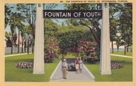 St. Petersburg FL Florida Fountain of Youth1947 Postcard E04 - £3.12 GBP