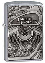 Zippo Lighter 29266 - Harley Davidson Motor Cycles Motor &amp; Flag Emblem C... - £43.79 GBP