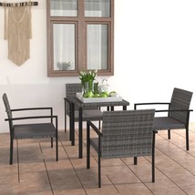 5 Piece Outdoor Dining Set Poly Rattan Grey - £189.30 GBP