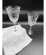Fostoria Navarre Large Claret Wine Glasses–Set of 2 – 6-3/8&quot; Clear Etche... - $49.50