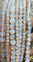 White Opal  Gemstone Loose Beads Round Shape 4mm 6mm 8mm 10mm 15.5INCH l... - $5.70