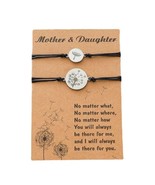 Dandelion Black Cord Bracelets Mother &amp; Daughter 2PC Stainless Steel Set - £7.82 GBP
