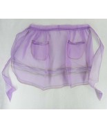VTG Hand Made Kitchen Cooking MCM Sheer Purple Nylon Half Apron 2 Pockets - $11.39
