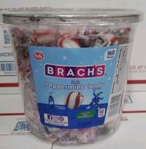 Bucket Brach&#39;s Bobs Sweet Stripes Soft Peppermint Candy 160 Wrapped Piec... - $17.99