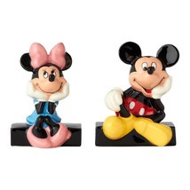 Walt Disney Mickey &amp; Minnie Sitting Ceramic Salt and Pepper Shakers Set NEW - $24.18