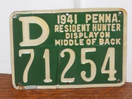 Vintage 1941 PA D #71254 Tin Embossed Hunting License - $54.45