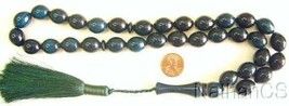 Prayer Beads Green Black Marbling 33 Olive Faturan Type Phenolic Resin - £90.98 GBP
