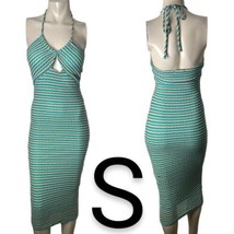 Multicolor Knit Stripe Print Design Halter Maxi Dress~Size S - £35.03 GBP