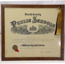 Worth County Iowa Public School Diploma 1917 Vintage  17 3/4&quot; x 16&quot;  Framed - £38.92 GBP