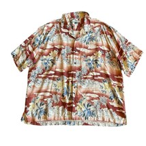 Tommy Bahama 100% Silk Tropical Print Button-Down Shirt Short Sleeve Siz... - $40.00