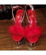 NEW Simmi Dolls Kill Ivette Fluffy heels in Red, size 6 stiletto shoes - $36.43