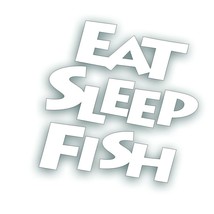 EAT SLEEP FISH decal for fishing tackle box boat trailer truck sticker WHITE - £7.96 GBP
