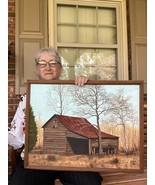 CL-ART-1) 2 Log cabin Original Terry L. Johnson Oil Painting 1978 Signed... - $409.36 CAD