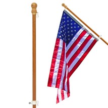 Anley 56&quot; Solid Pine Wooden House Flagpole - Wall Mount Wood Flag Pole 0... - $21.73