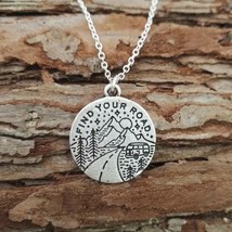 FIND YOUR ROAD NECKLACE 18&quot; Chain Small 0.75&quot; Pendant Outdoor Adventure ... - $8.95