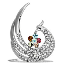 LO2774 - Flash Rose Gold White Metal Brooches with Top Grade Crystal  in Multi C - $31.06 CAD