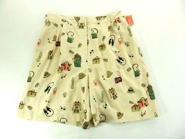 Leilei Vintage Vacation Art Print 100%Washable Silk Shorts Womens X Larg... - £40.75 GBP