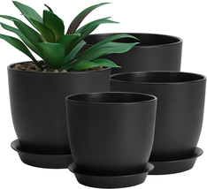 Whonline Plastic Plant Pots 10/9/8/6 Inch 4Pcs Flower Planter Pot Indoor... - £25.87 GBP