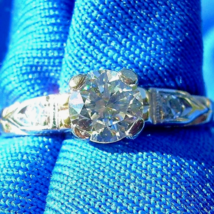 Earth mined Diamond Deco Engagement Ring 0.53 carat Vintage Solitaire 14k Gold - $45,096.35 MXN
