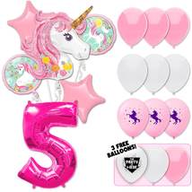 Pretty In Pink Unicorn Deluxe Balloon Bouquet - Pink Number 5 - £26.37 GBP