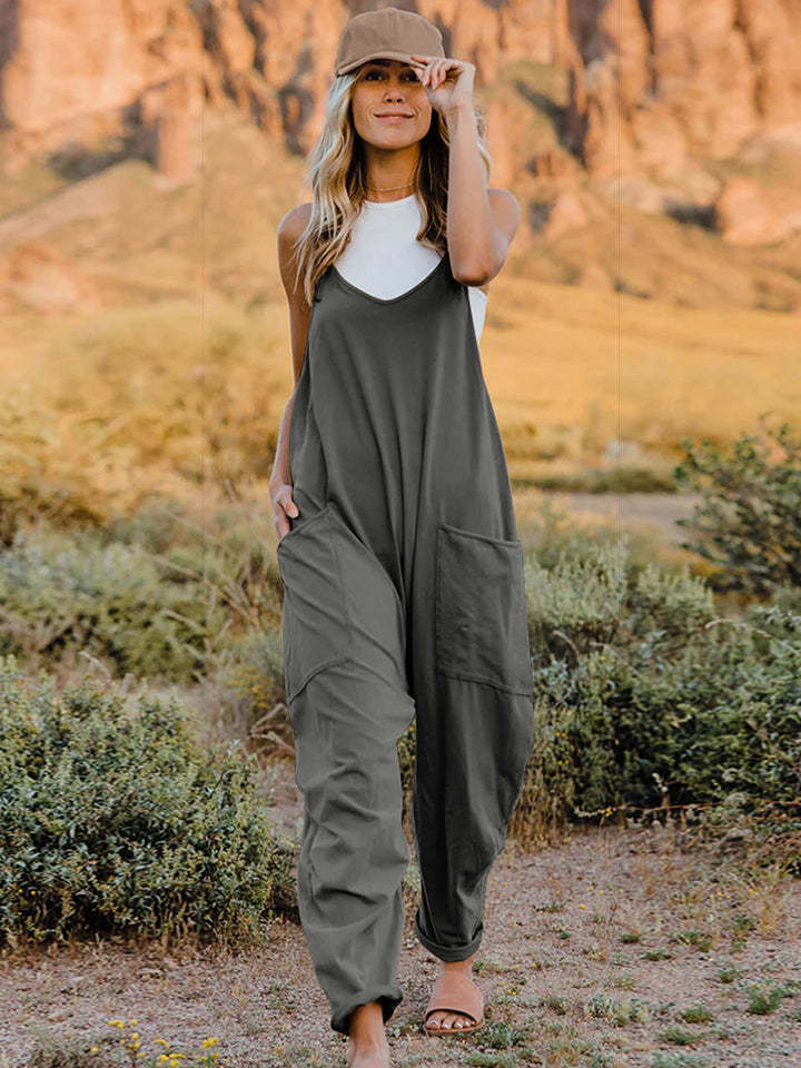 Double Take Full Size Sleeveless V-Neck Pocketed Jumpsuit - $19.80