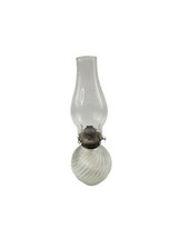 Antique Farms Lamp Light Clear Kerosene Oil Lamp Pedestal Embossed Ribbed Glass - £23.70 GBP