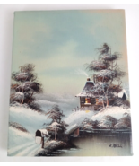 V. Bell Winter Scene Original Oil Painting With Appraisal Registration P... - $67.89