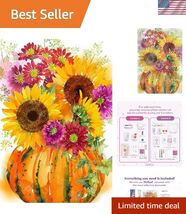Pumpkin with Sunflowers Diamond Painting Kit, Floral Diamond Canvas, Rou... - $72.84